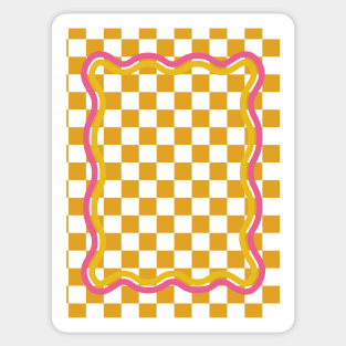 90s Checkerboard - Orange 4 Sticker